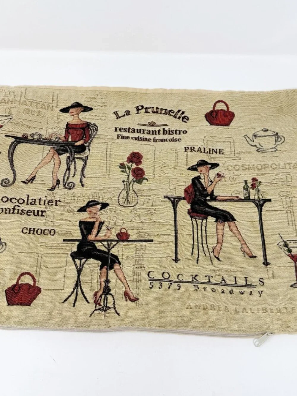 Andrea Laliberte French Paris Bistro Decorative Pillow Cover Zip Up 18 x 12 In